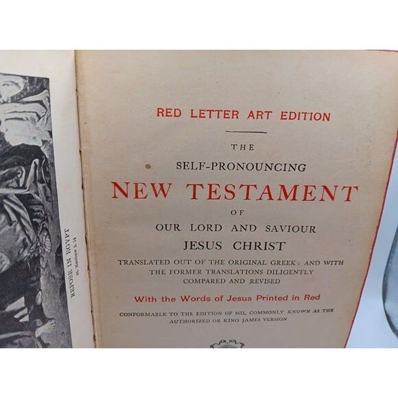 Antique Testament And Psalms Large Type Red Letter Edition Light Of The World - Picture 7 of 10